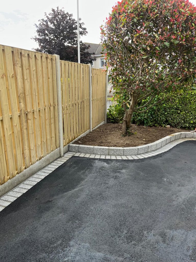 New timber fence and tarmac